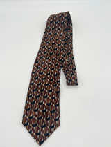 Vintage Z Inc Mens All Silk Tie Brown Black Geometric 58” x 4” - Image 1