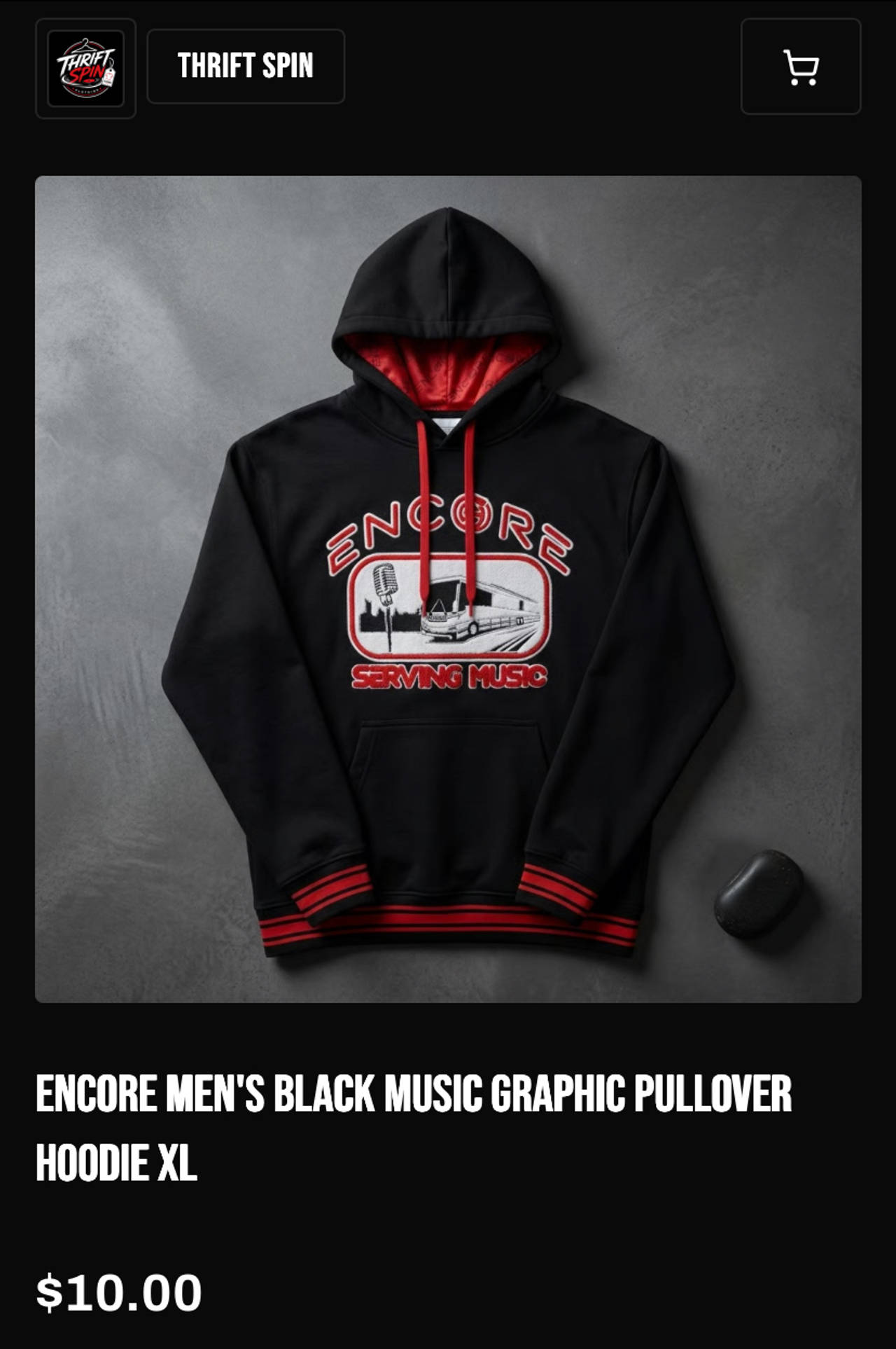 Encore Men's Black Music Graphic Pullover Hoodie XL