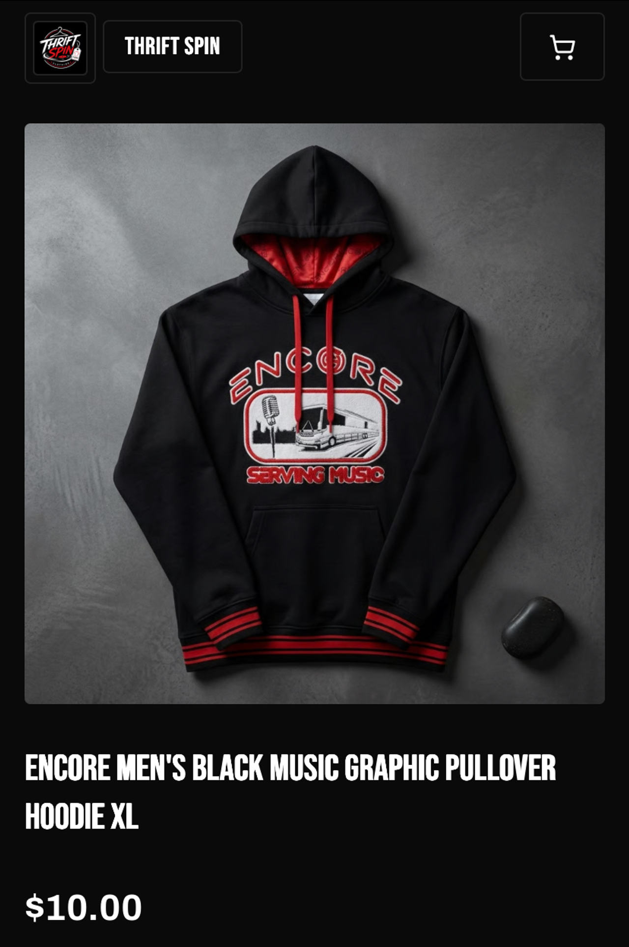 Encore Men's Black Music Graphic Pullover Hoodie XL