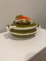 Vintage Ceramic Vegetable Soup Tureen with Ladle - Image 1