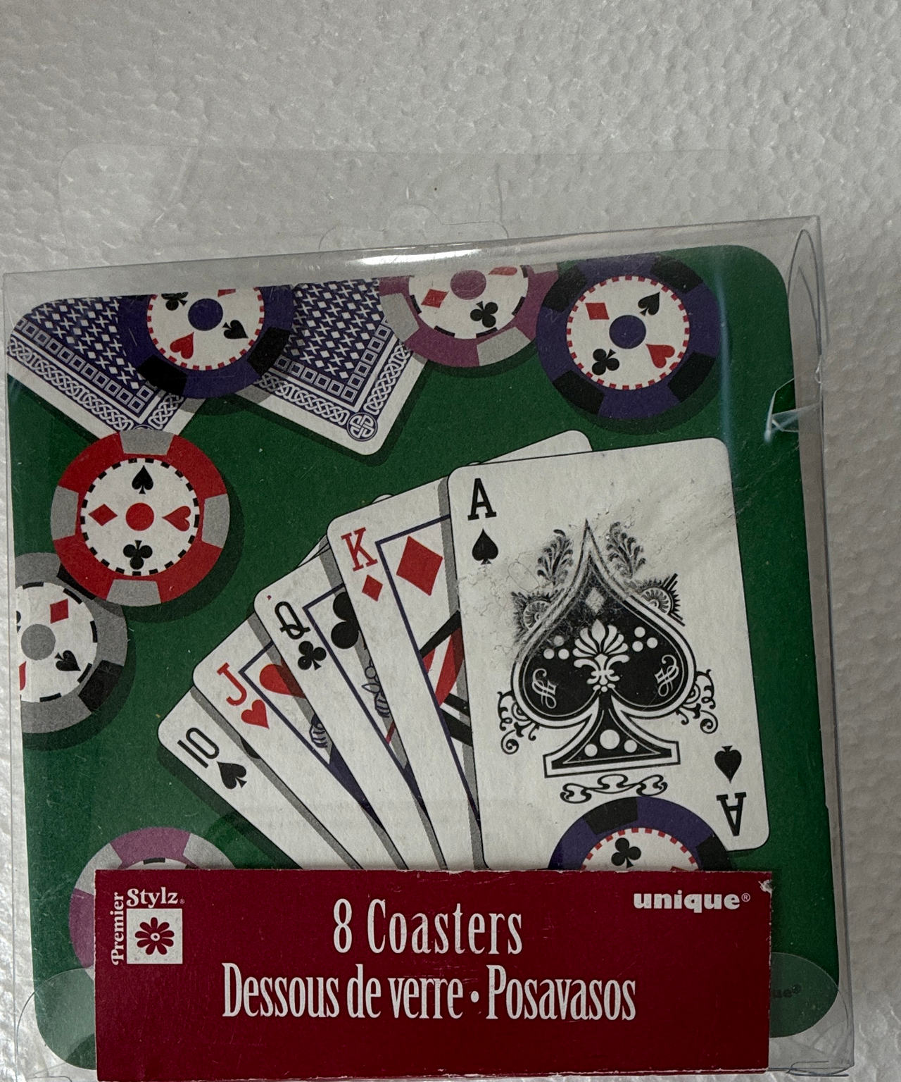 Premier Stylz Unique 8 Casino Poker Theme Coasters NEW