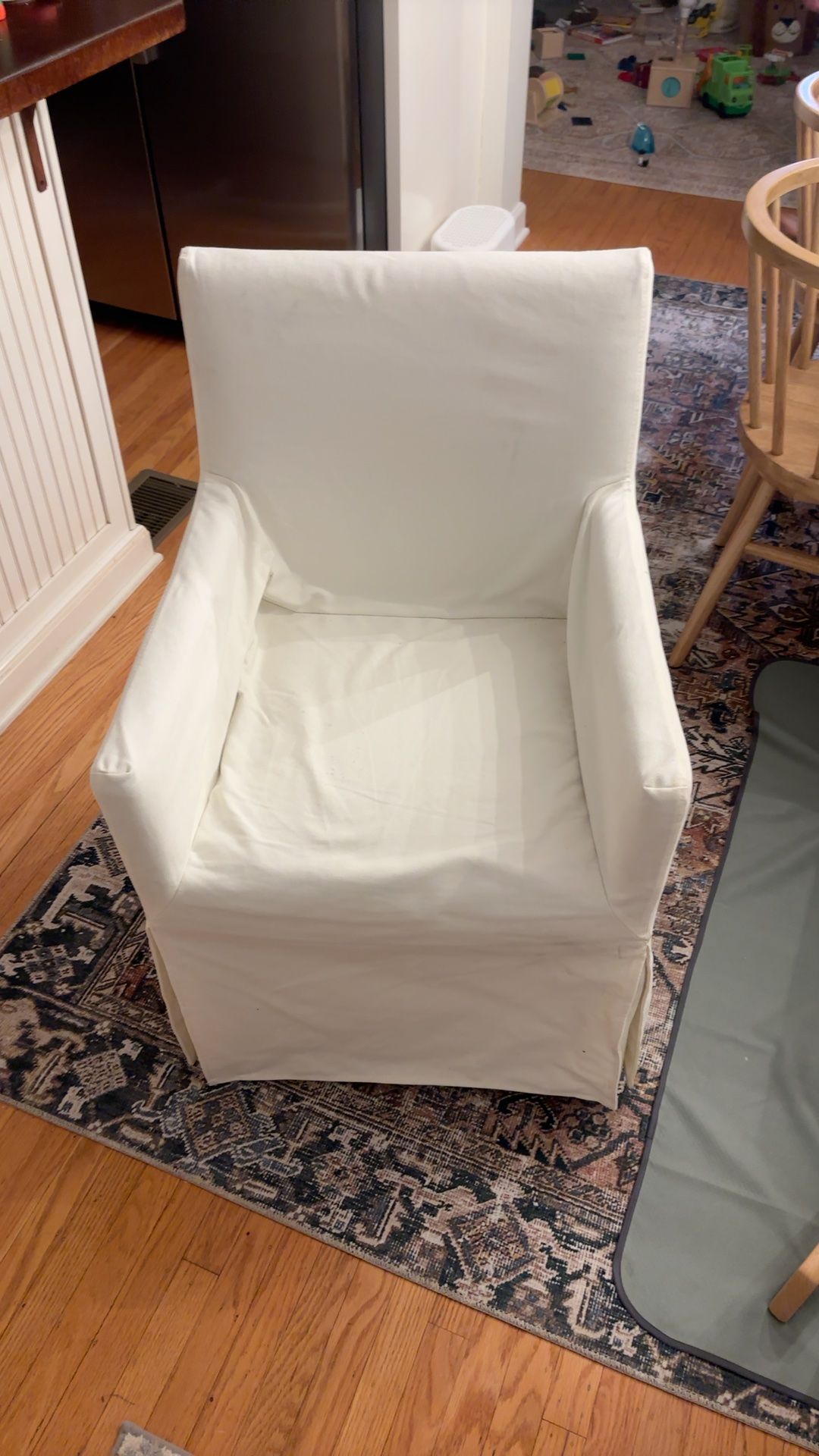Dining room armchair w/ cream slipcover ($30)