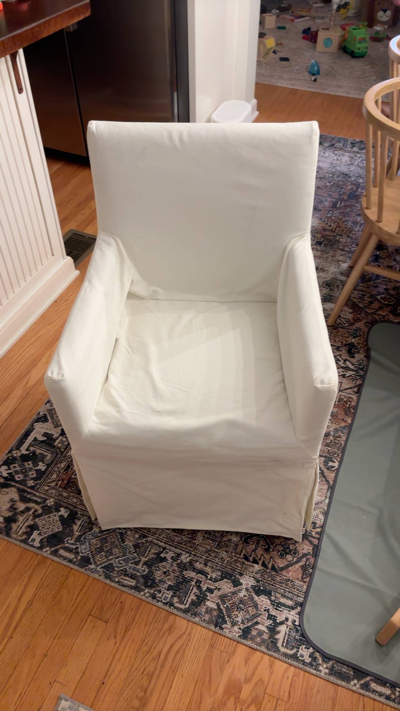 Dining room armchair w/ cream slipcover ($30)