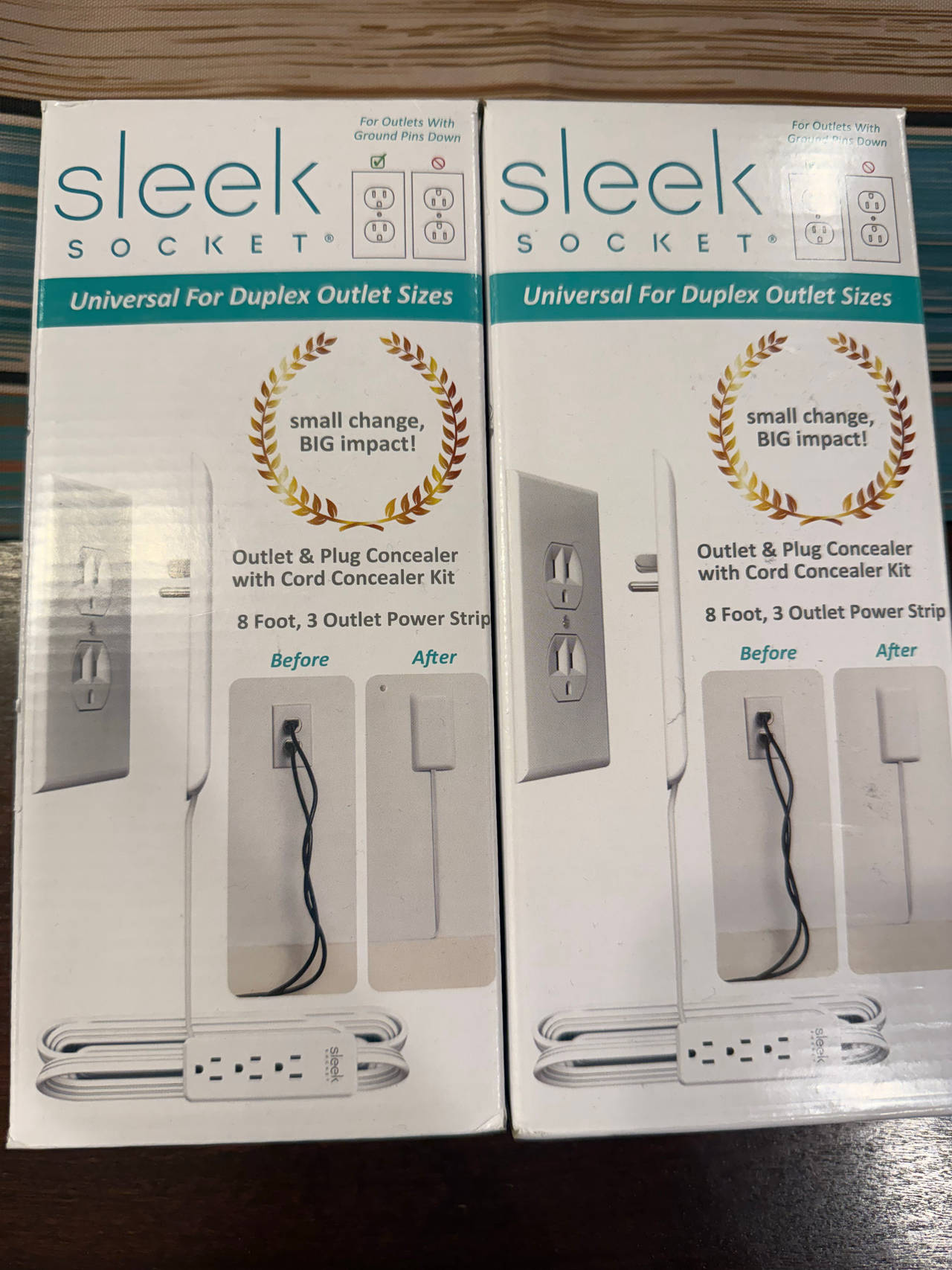 Sleek Socket Ultra-Thin Outlet Concealer 8-Foot 3-Outlet Power Strip