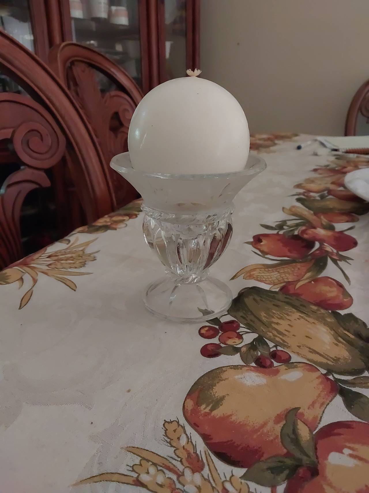 Glass Pedestal Candle Holder with Ball Candle