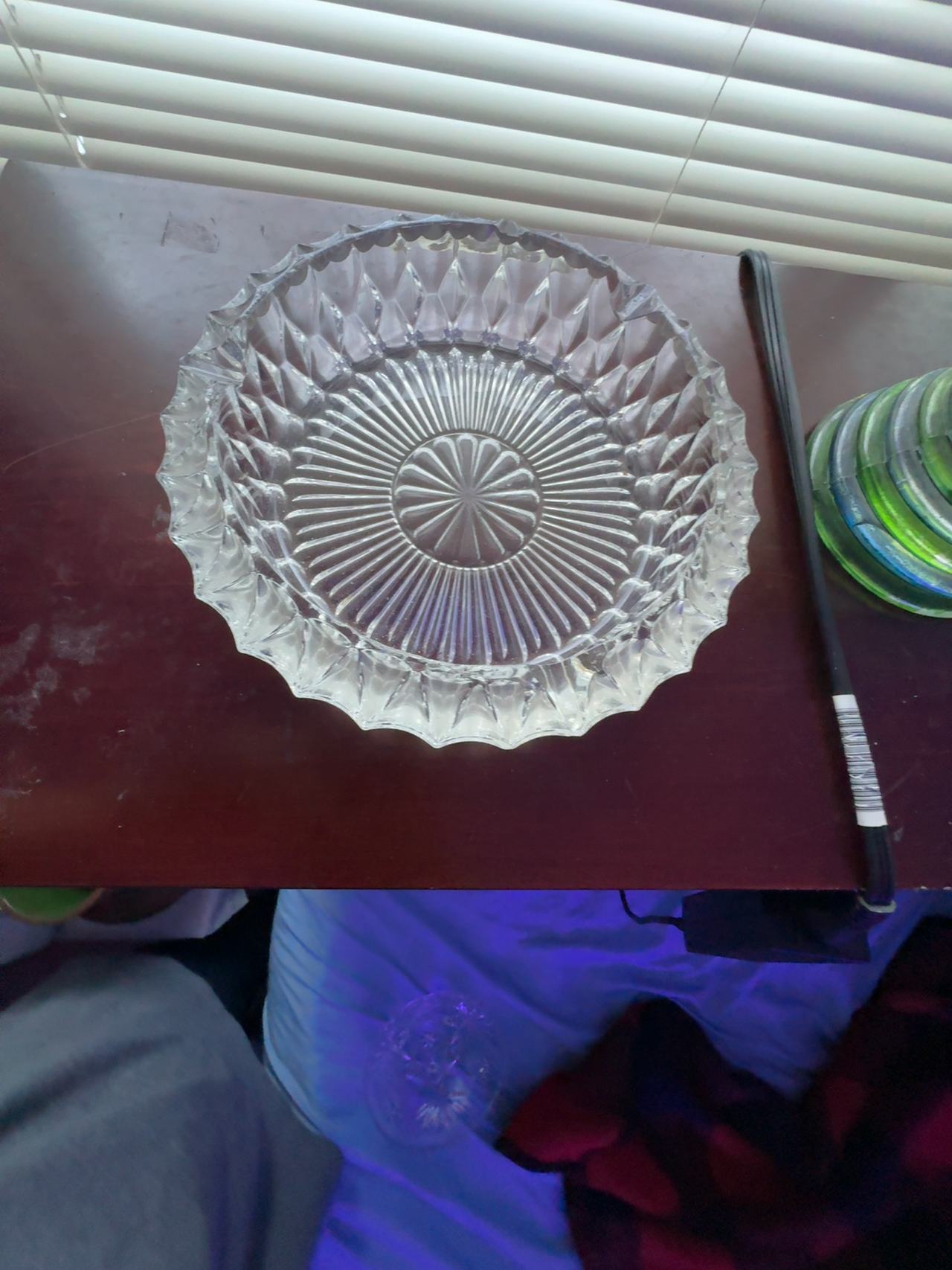 MCM Vintage Clear Glass Ashtray Starburst Pattern