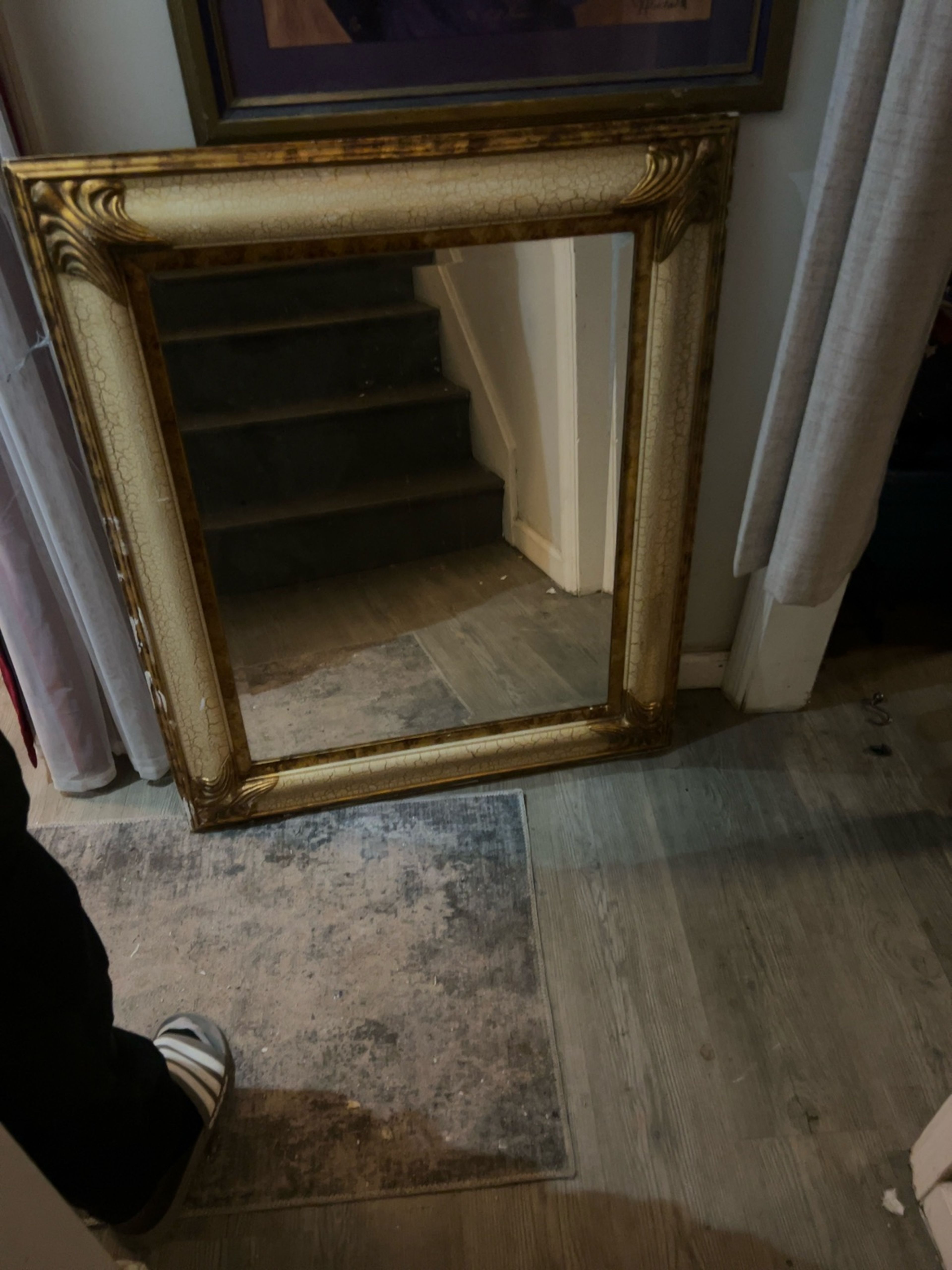 French Antique Giltwood Wall Mirror Gold Frame