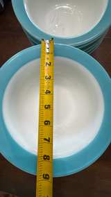 Set of 10: Vintage Pyrex Turquoise Band 9” Bowls - Image 4