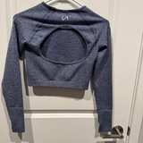 TLF Seamless Long Sleeve Crop Top blue size small - Image 2