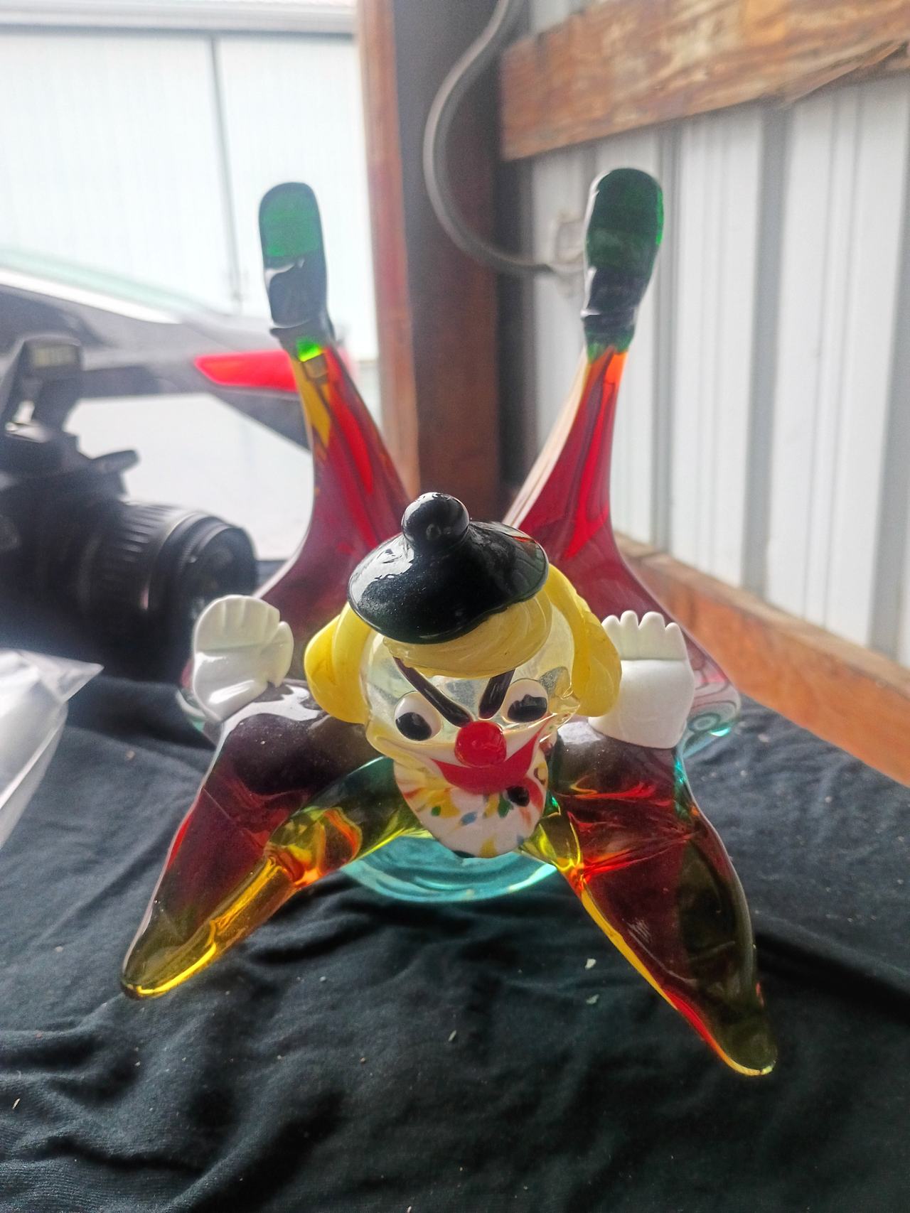 Murano Glass Clown Handstand Figurine