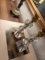 Vintage Faceted Lucite Candlestick Holders Set of 2 Gold Tone Hollywood Regency - Image 3
