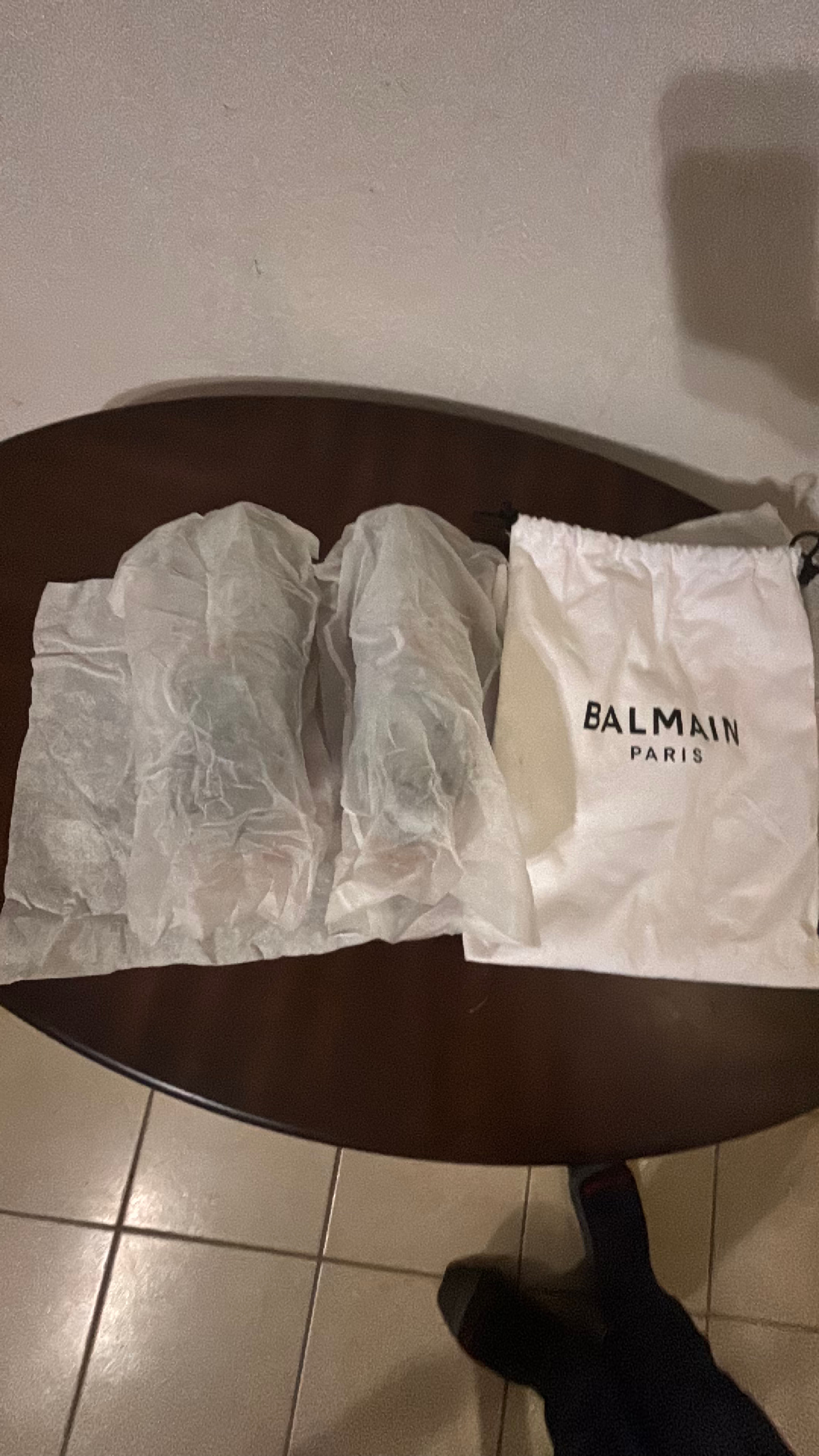 Balmain B-Bold Low-Top Knit Sneakers Grey Orange - Image 9