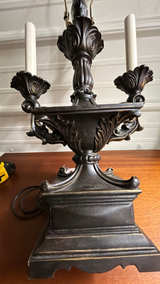 Vintage Black & Gold Candelabra Table Lamp - Image 4