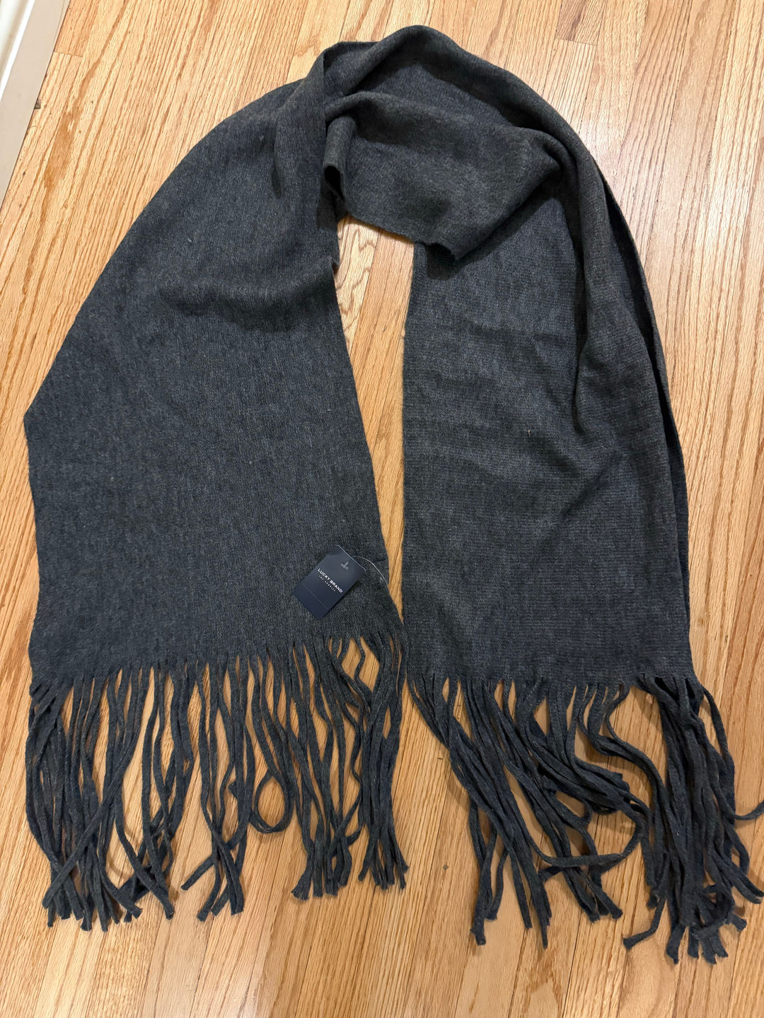 Lucky Brand Charcoal Fringe Scarf