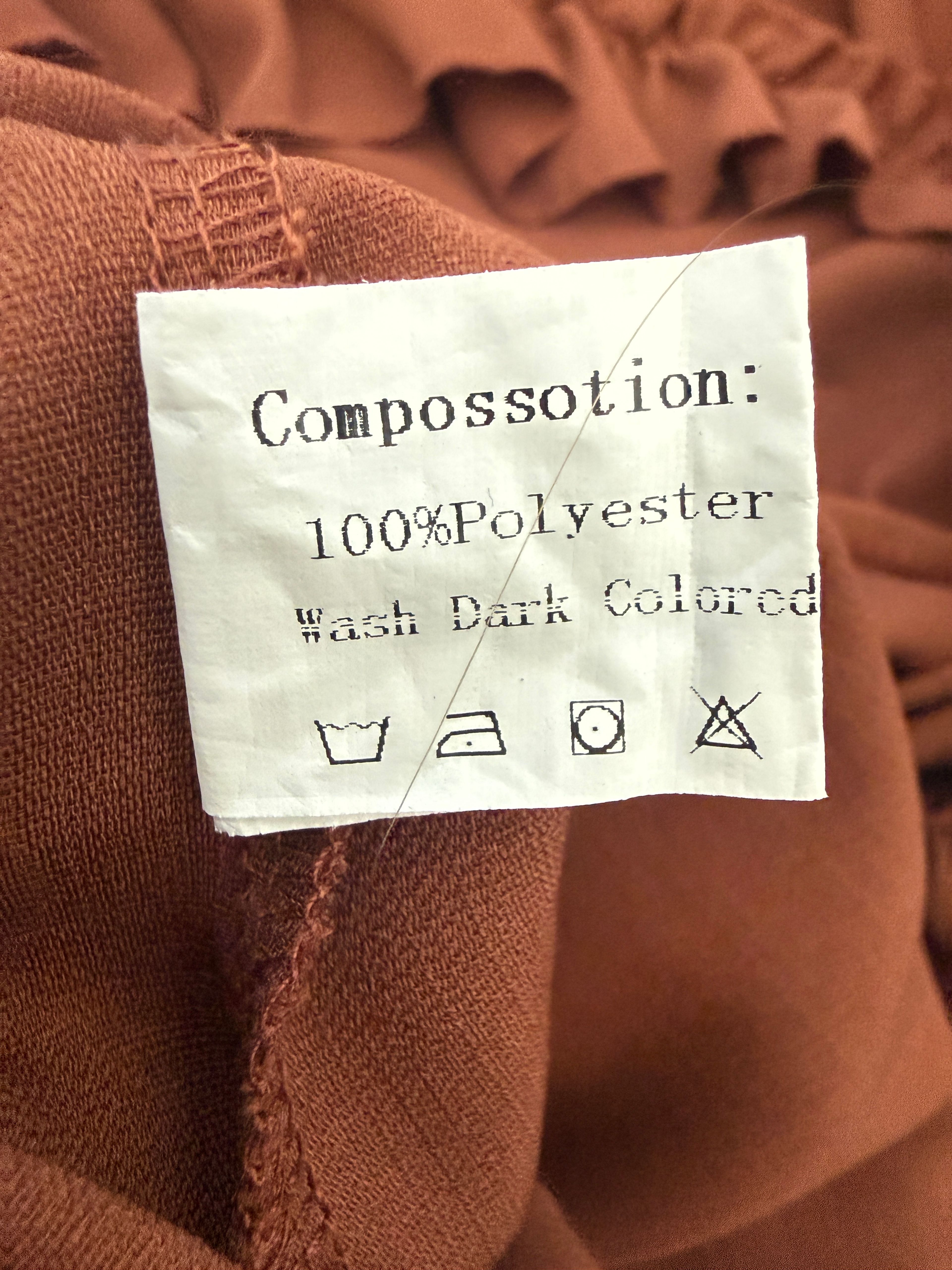 Zaful Women's Lantern Sleeve Ruffle Dress – Terracotta Size Large - Image 4