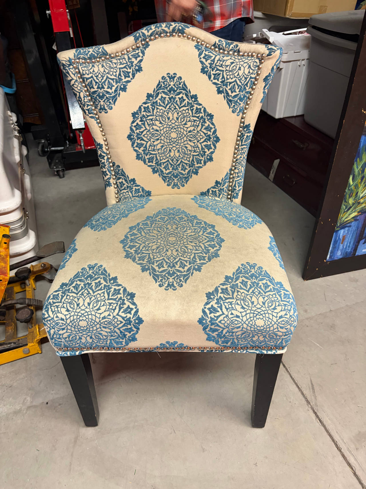 Blue Mandala Pattern Accent Chair