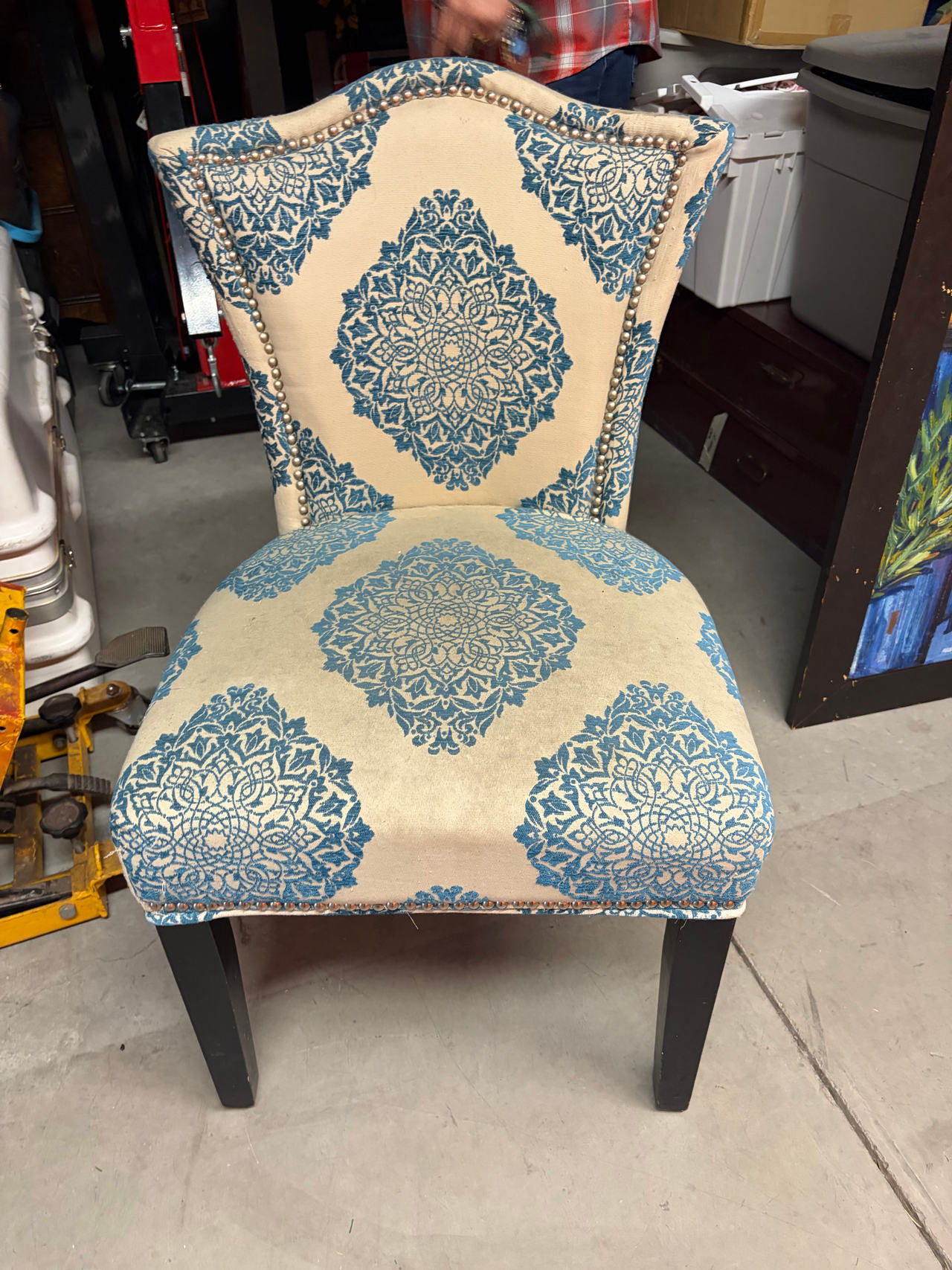 Blue Mandala Pattern Accent Chair
