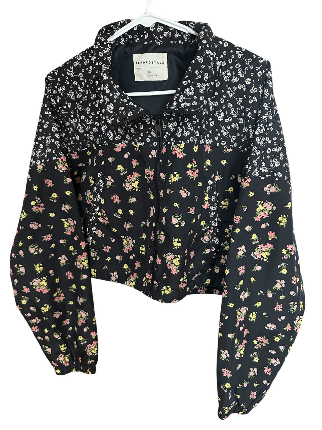 Aeropostale Floral Print Cropped Windbreaker Jacket
