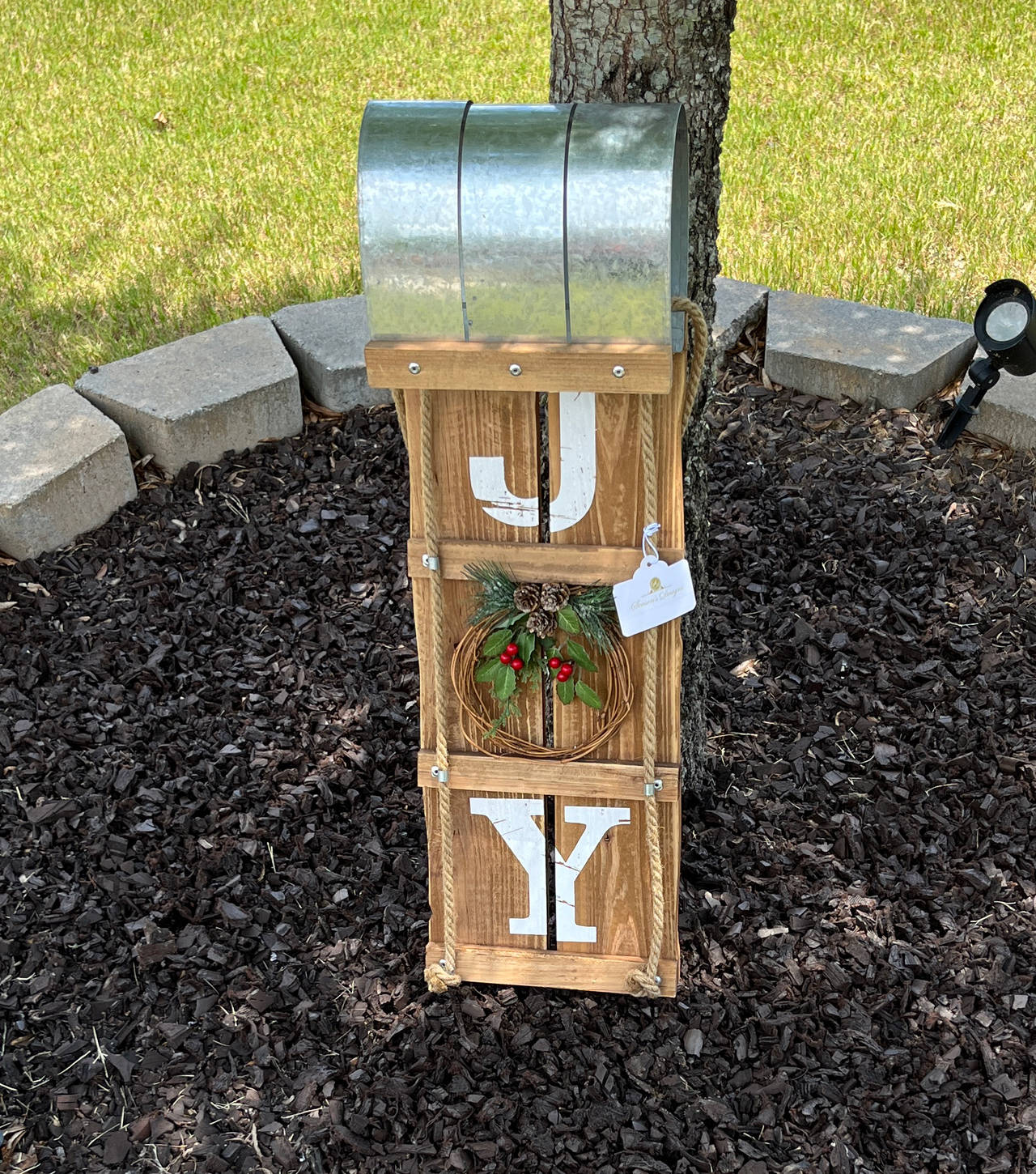 Glitzhome Wooden Metal JOY Sled Porch Decor