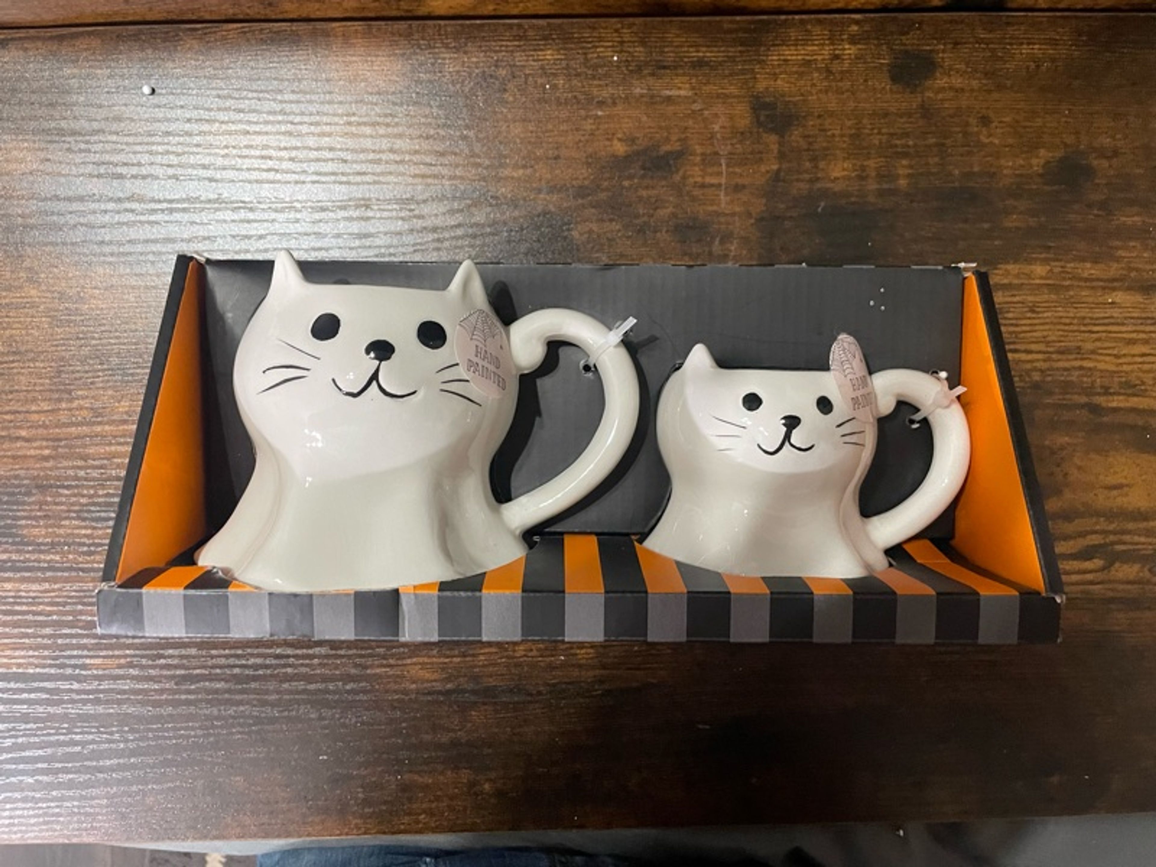 Cobwebs & Cauldrons Halloween Cat Mug with Pink Bow