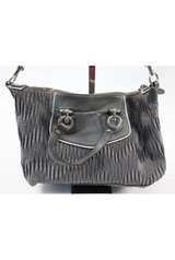 COACH Ashley Gathered Sateen Satchel Bag Purse GRAY  - Image 3