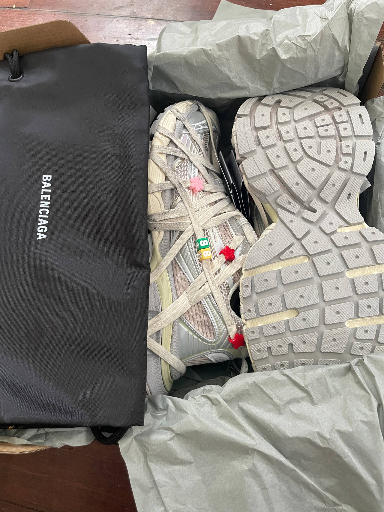 Balenciaga 3XL Sneaker Silver Beige with Charms