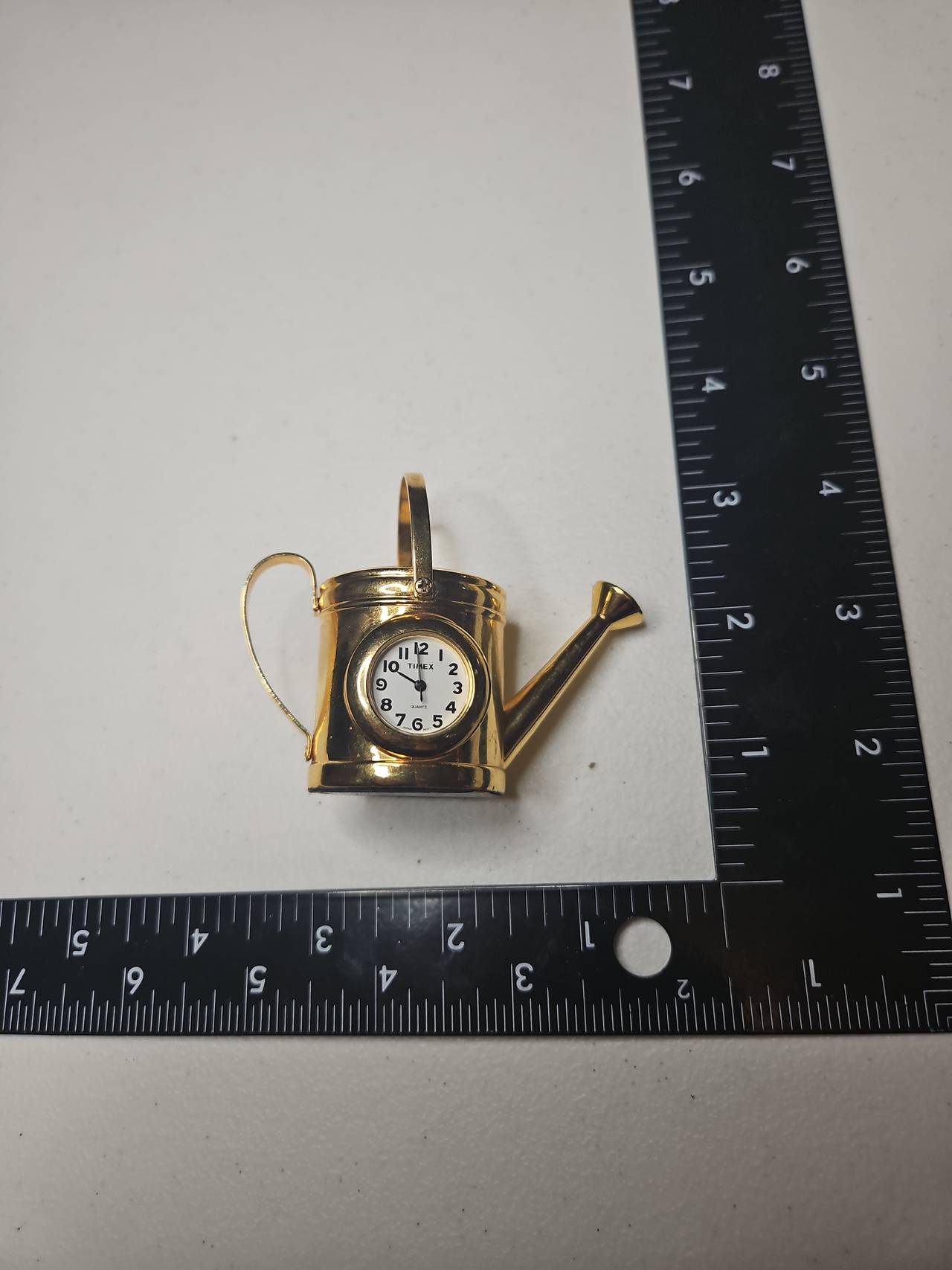 Timex Miniature Watering Can Brass Clock