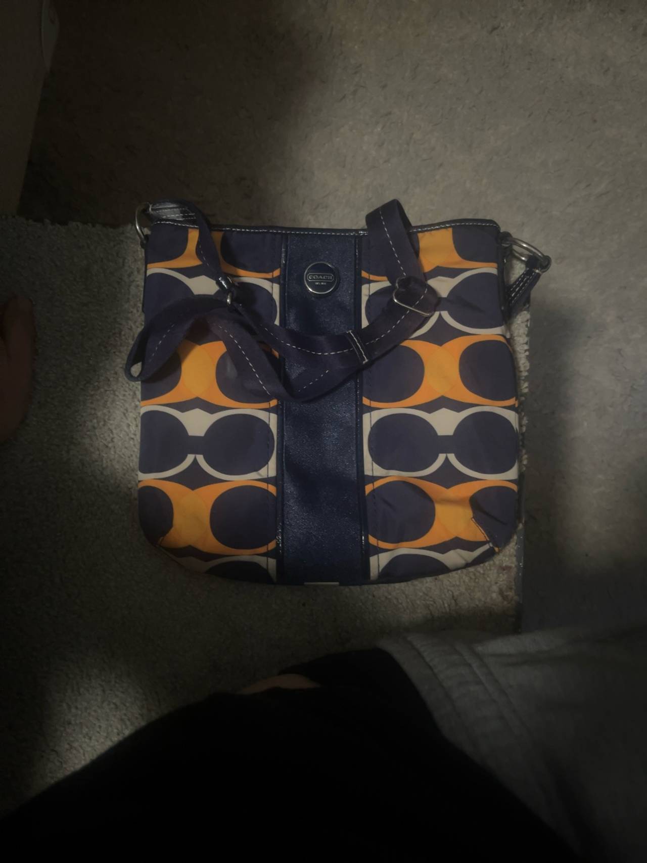 Coach Navy Tangerine Satin Crossbody Bag