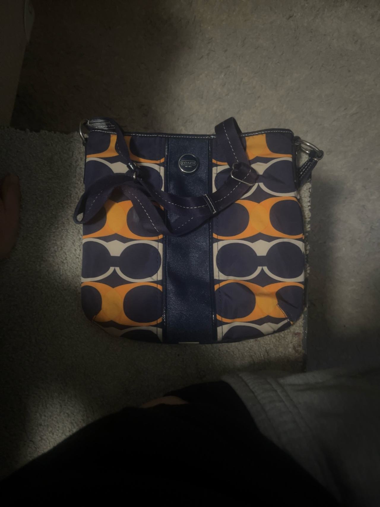 Coach Navy Tangerine Satin Crossbody Bag