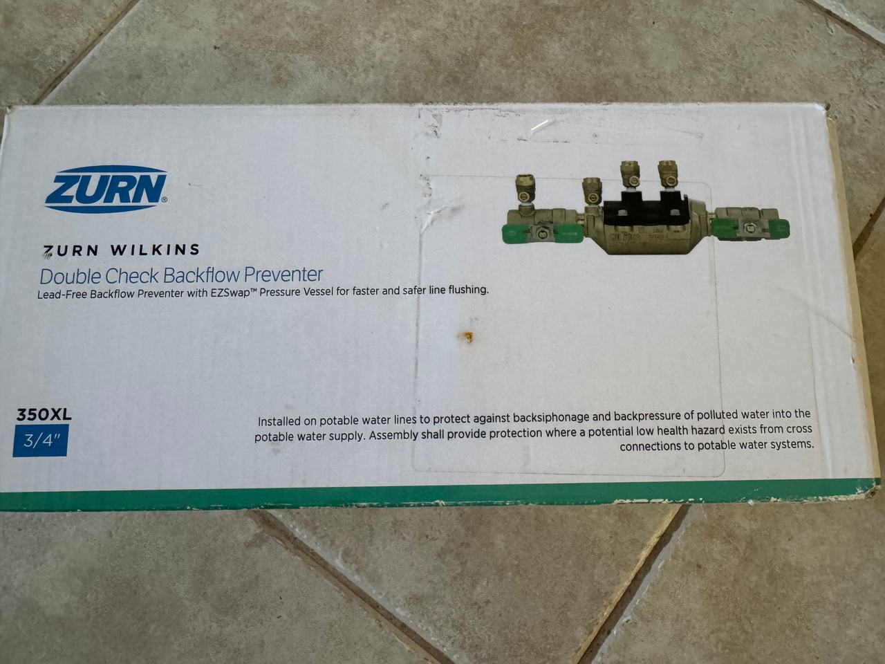 Zurn Wilkins 350XL Double Check Backflow Preventer Valve 3/4”