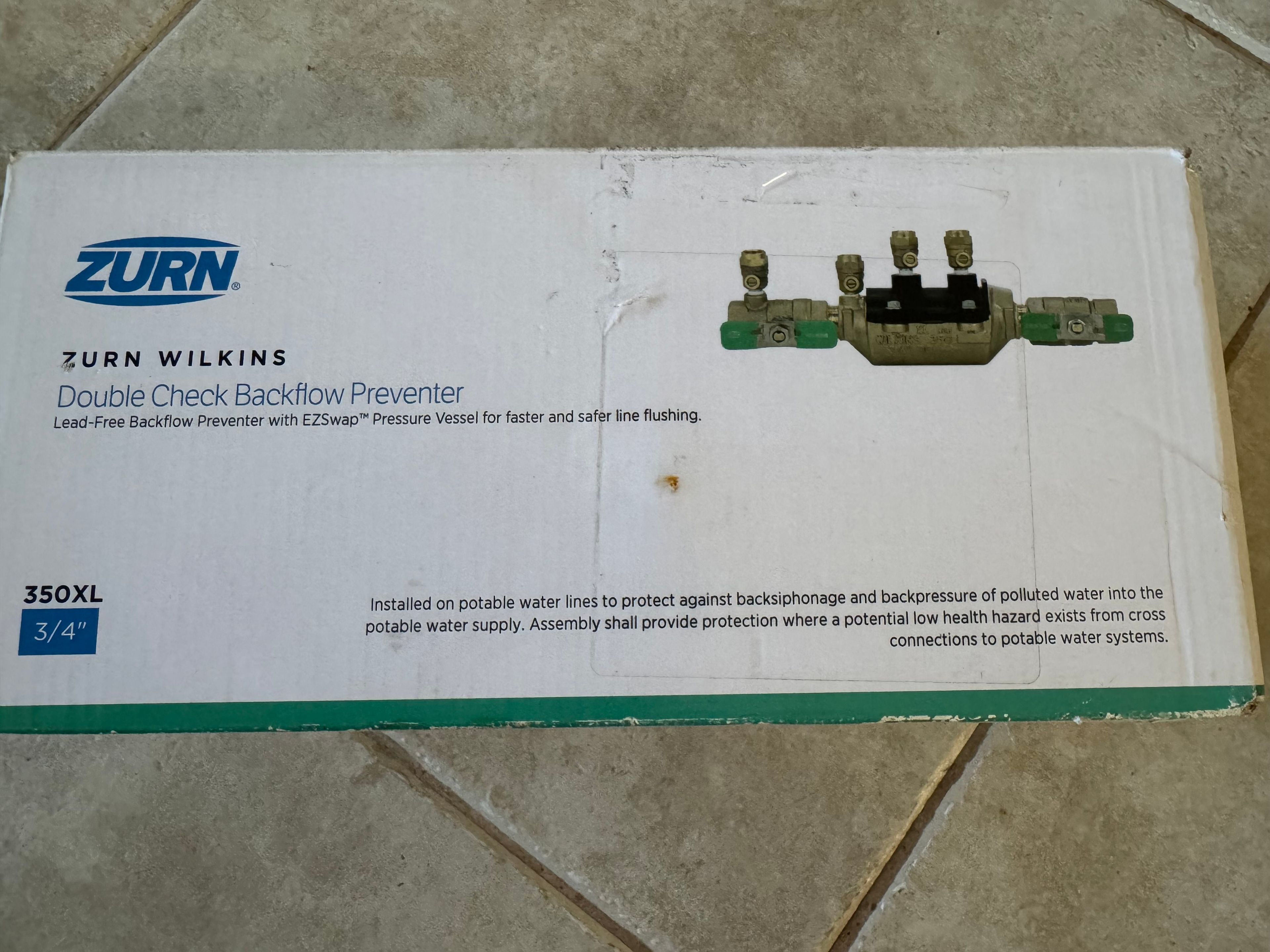 Zurn Wilkins 350XL Double Check Backflow Preventer Valve 3/4”