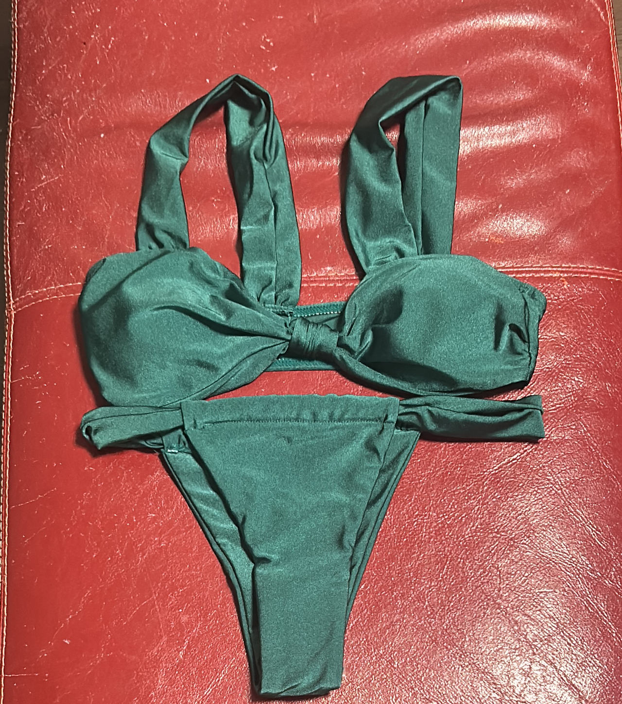 Emerald Green Knot Front Bikini Set