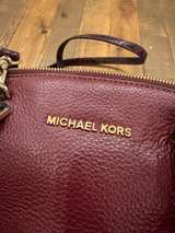 Michael Kors Riley Satchel Handbag Rich Wine Snakeskin - Image 2