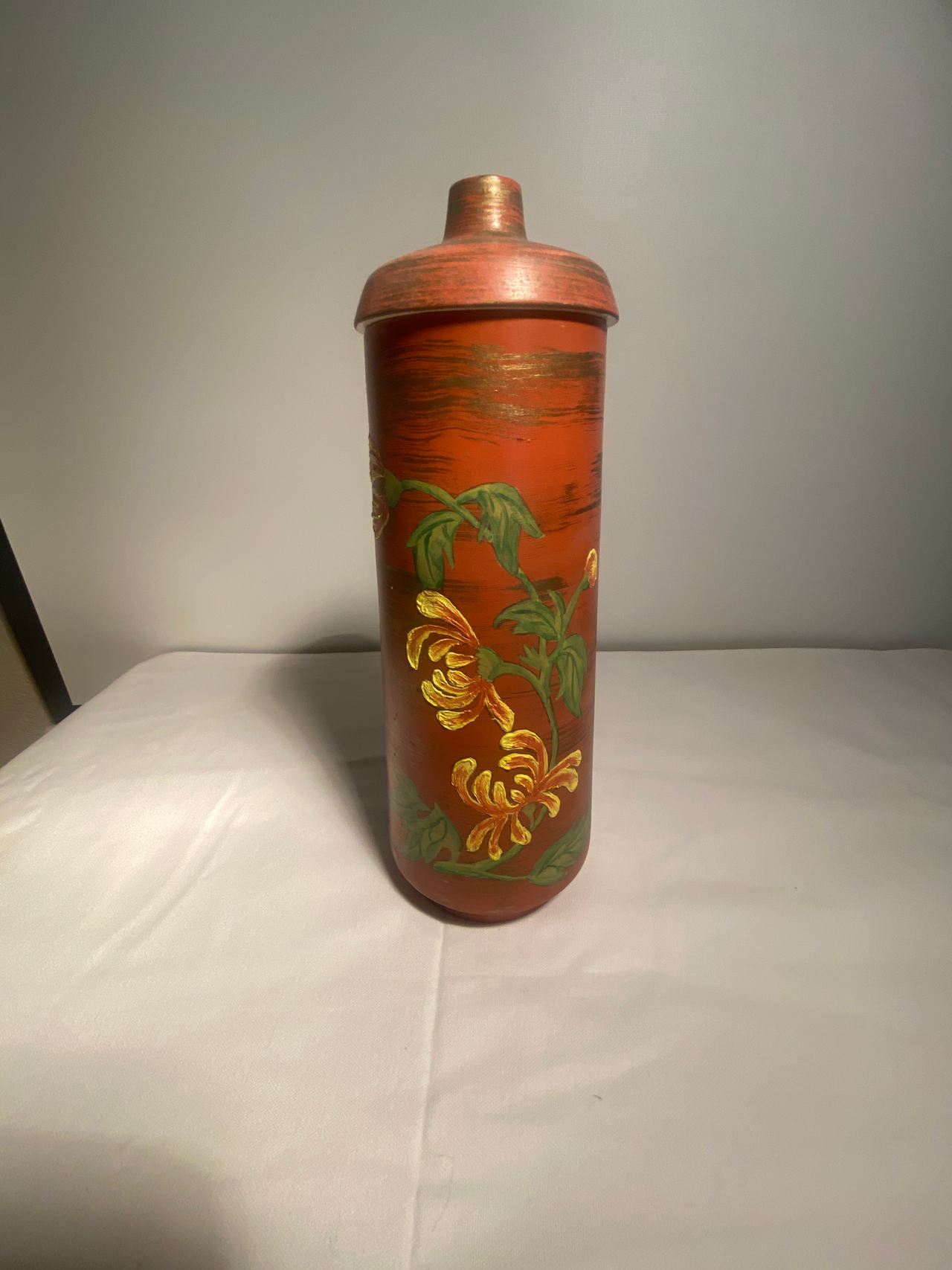 Hand-Painted Decorative Metal Vase