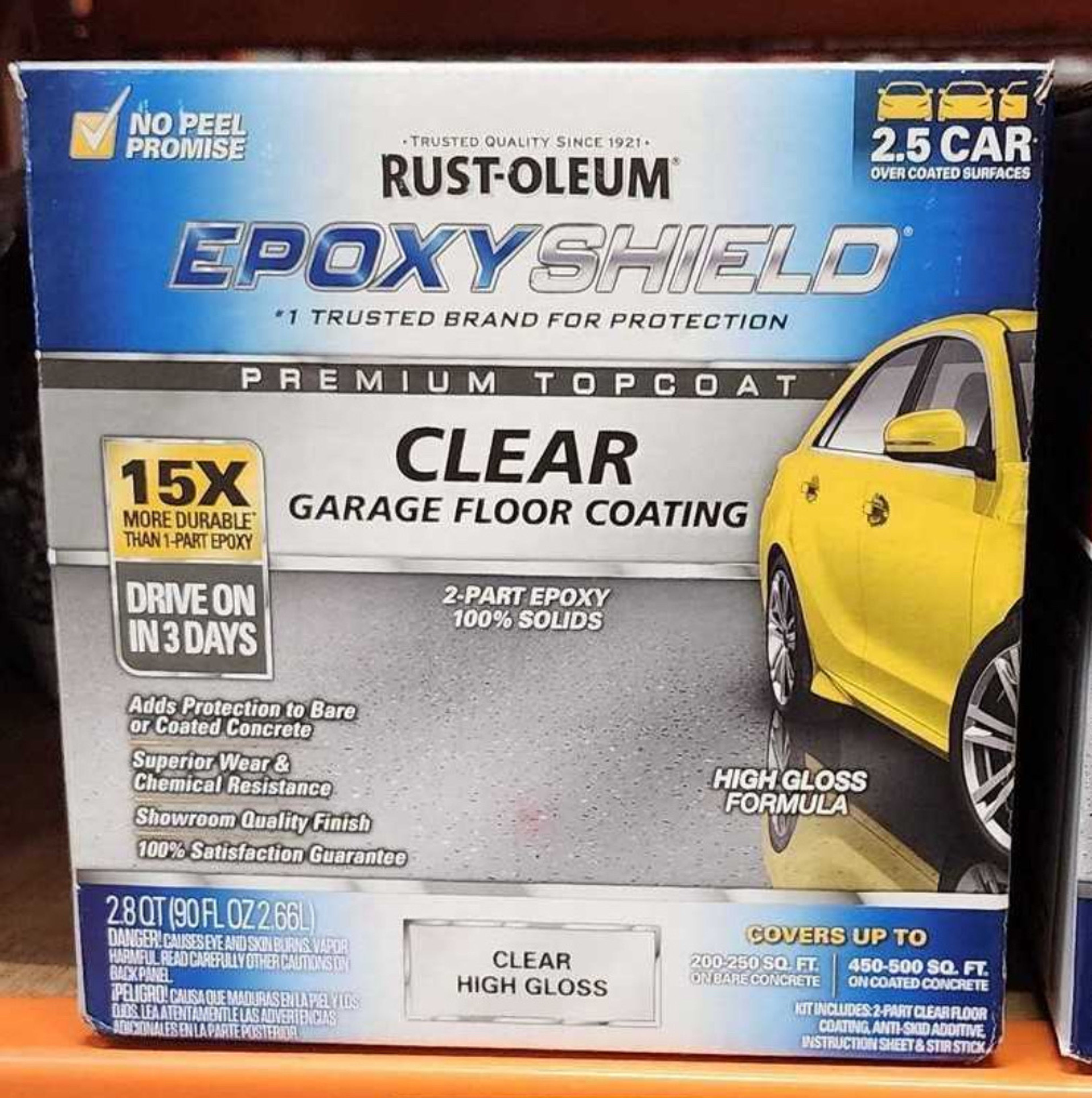 Rust-Oleum EpoxyShield 90 oz. Clear High-Gloss 2-Part Epoxy Interior Low VOC Premium Concrete Garage Floor Paint Top Coat Kit - Image 7