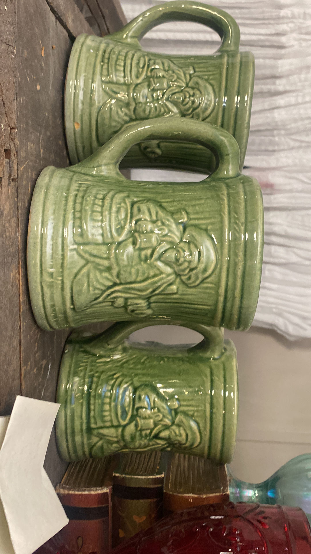 McCoy Green Glazed Barrel Man Mug