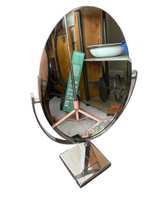 Chrome Oval Pedestal Vanity Mirror - Image 1