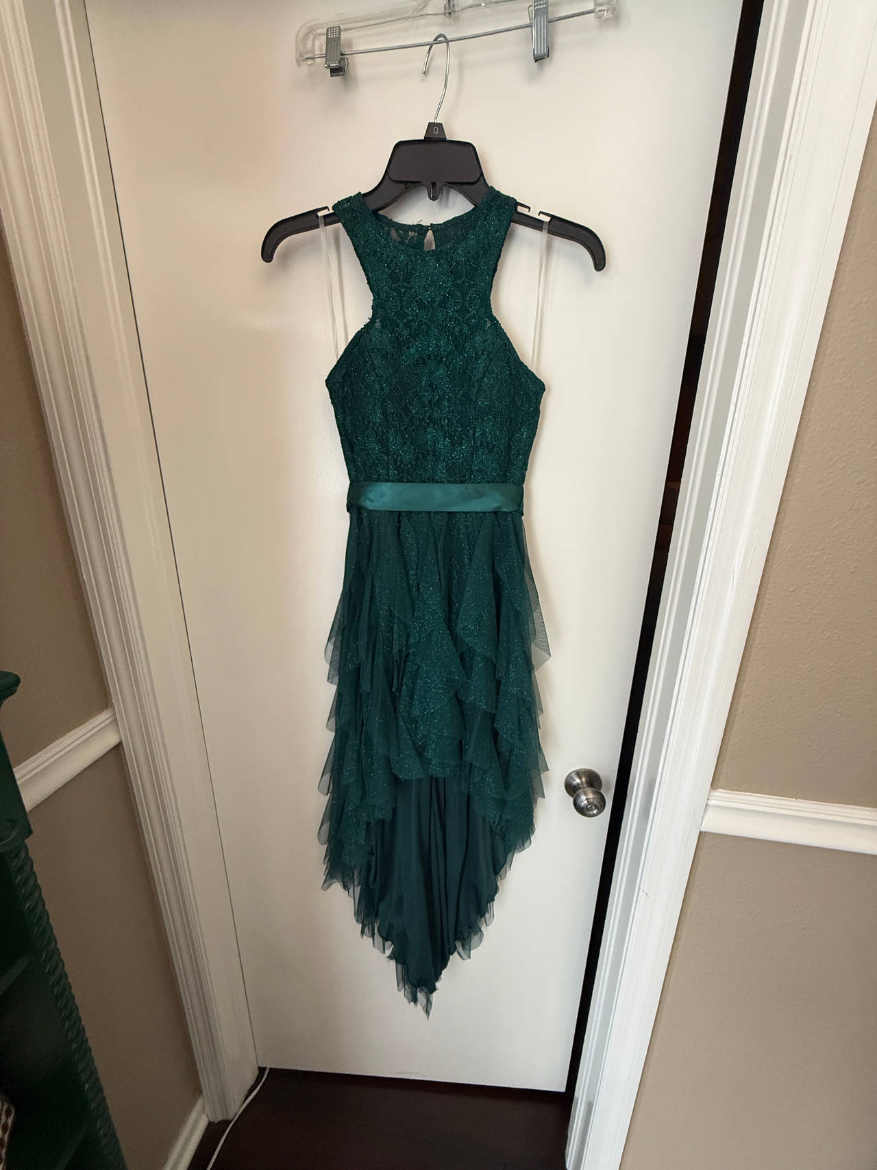 Green Sparkly Lace High-Low Homecoming Dress Size 0