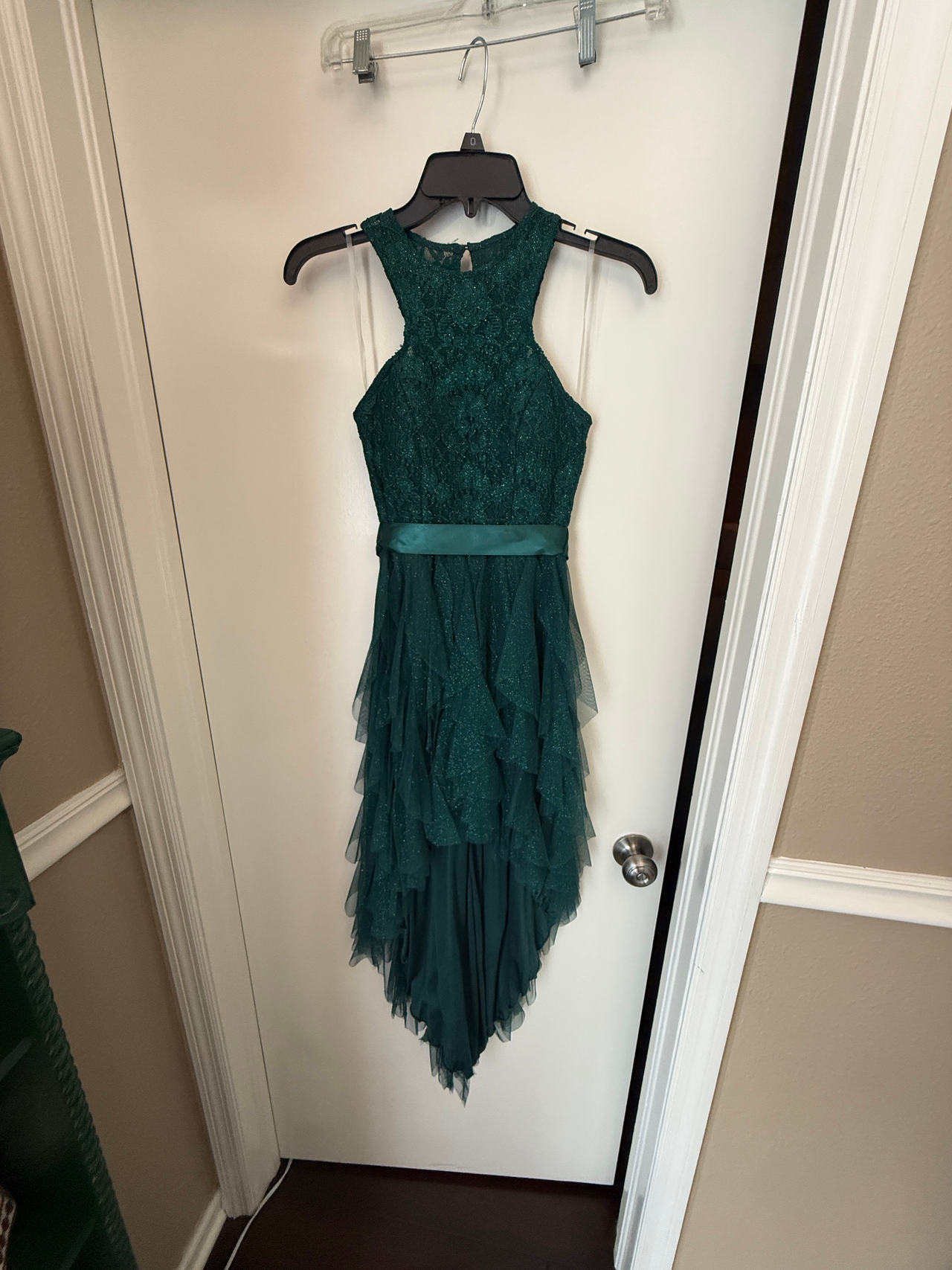 Green Sparkly Lace High-Low Homecoming Dress Size 0