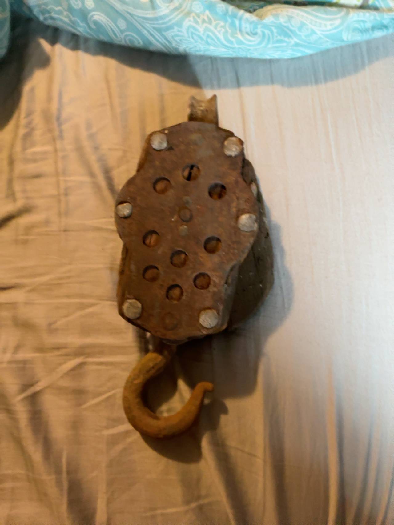 Vintage Block and Tackle Pulley Wood and Iron