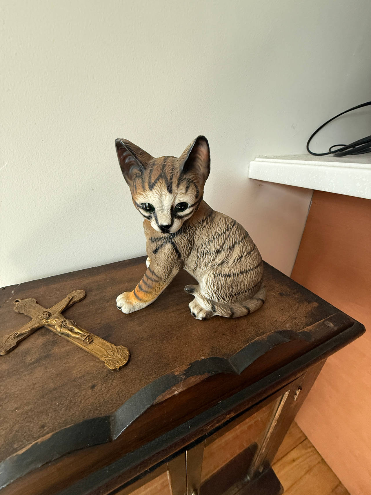 Vintage Ceramic Tabby Cat Figurine