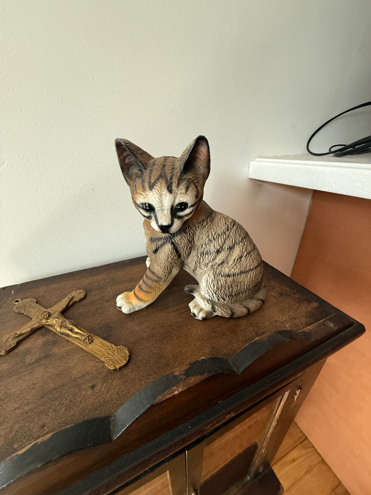 Vintage Ceramic Tabby Cat Figurine