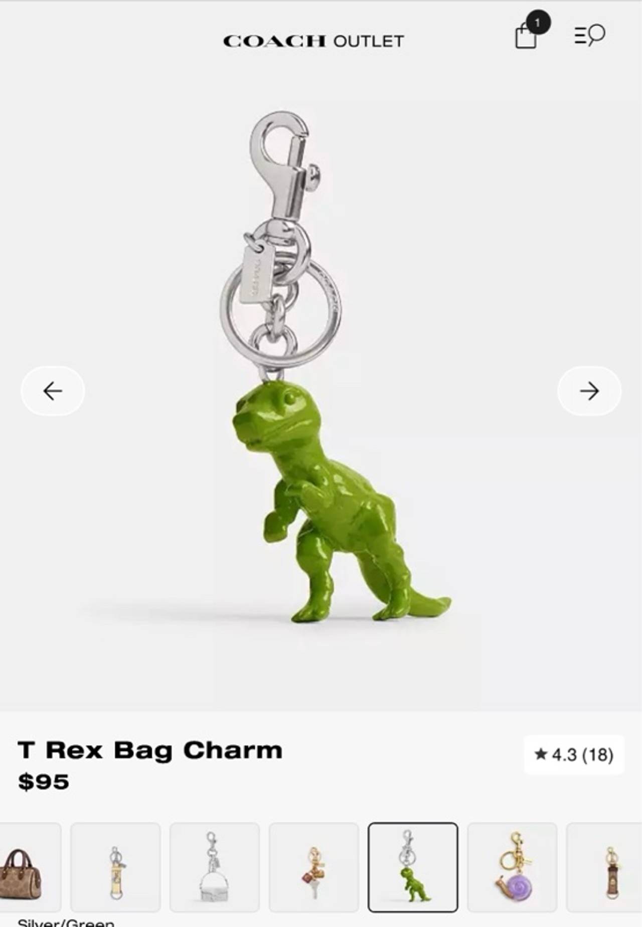 Coach T-Rex Bag Charm Green