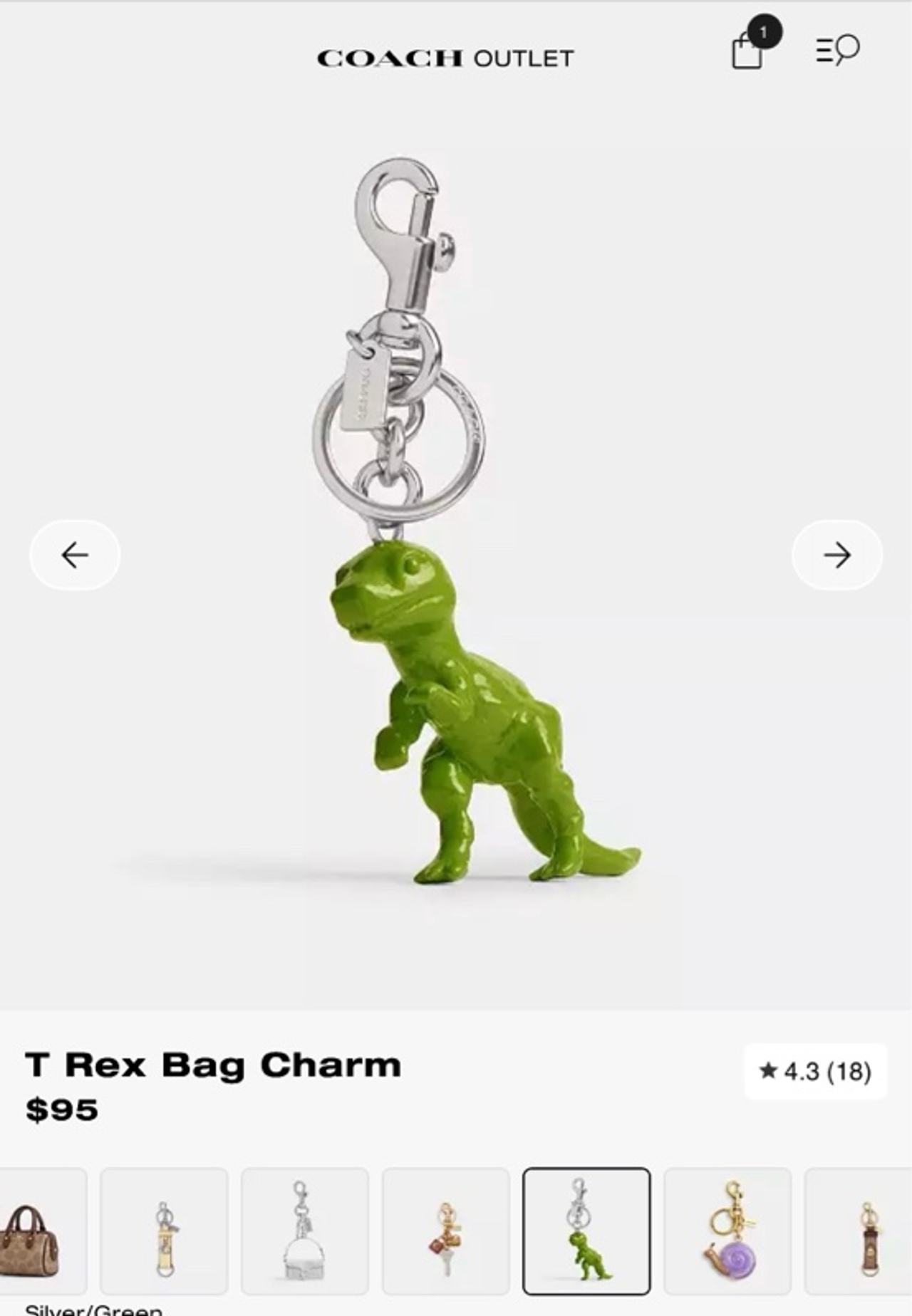 Coach T-Rex Bag Charm Green