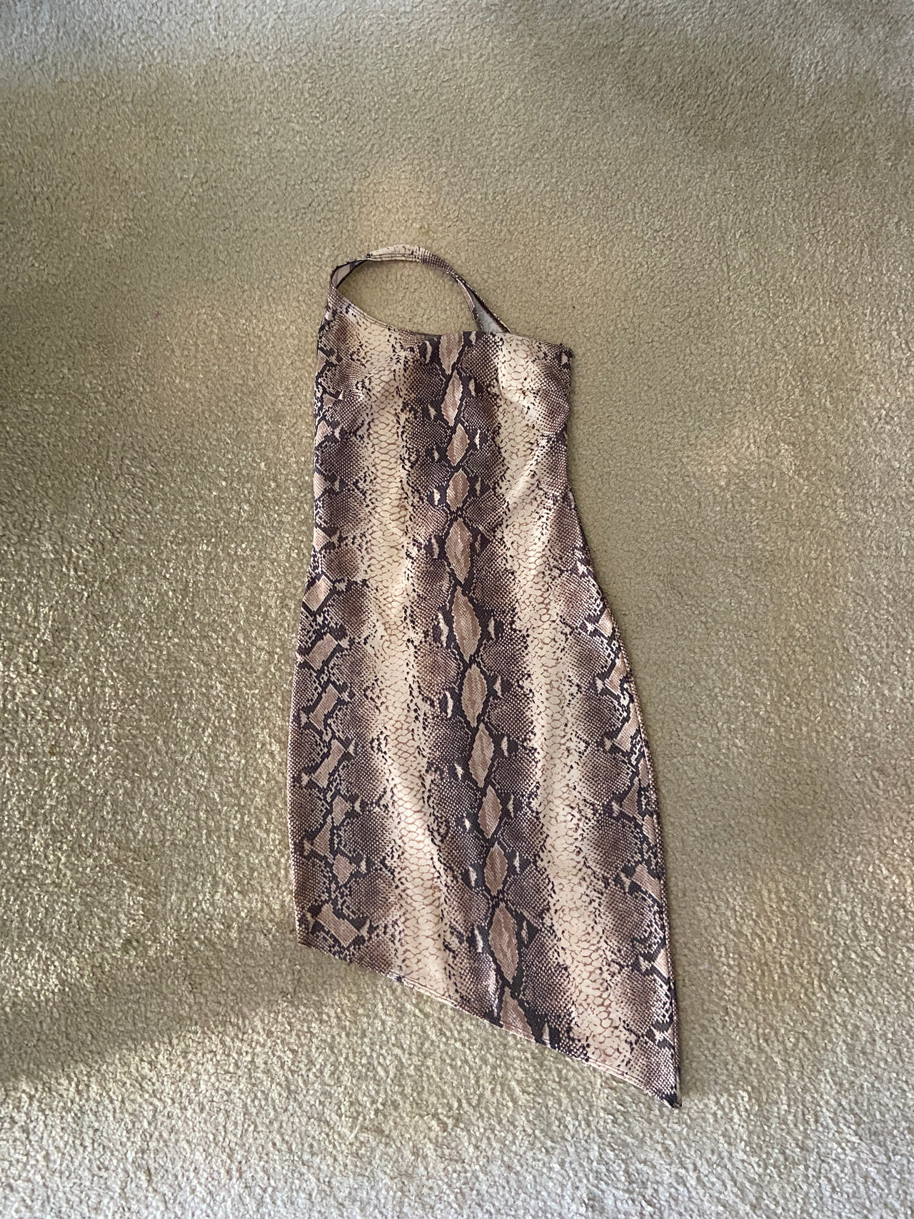 Snake Print Asymmetrical Mini Dress
