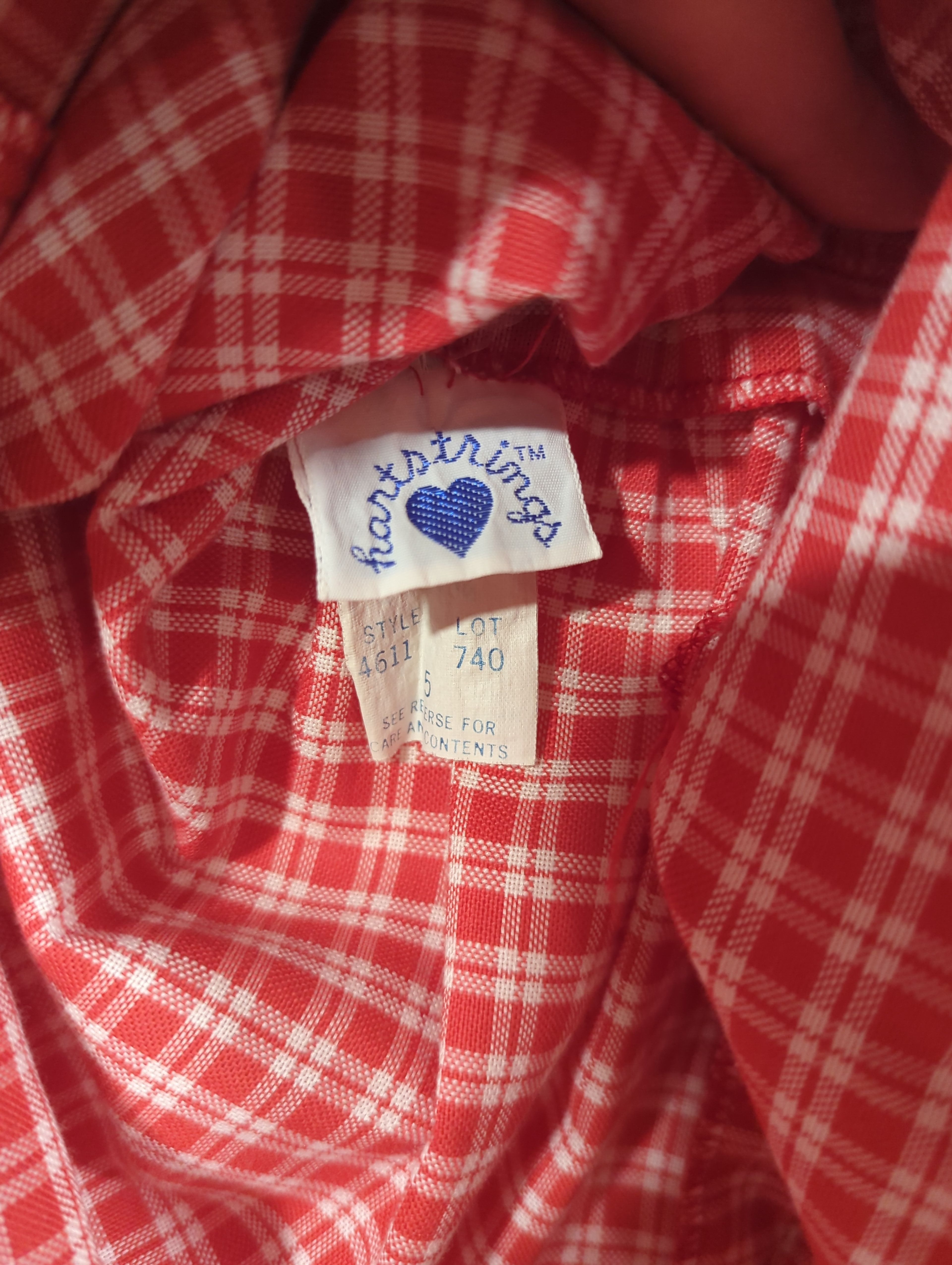 Girls Red Gingham Scalloped Dress- VINTAGE - Image 4