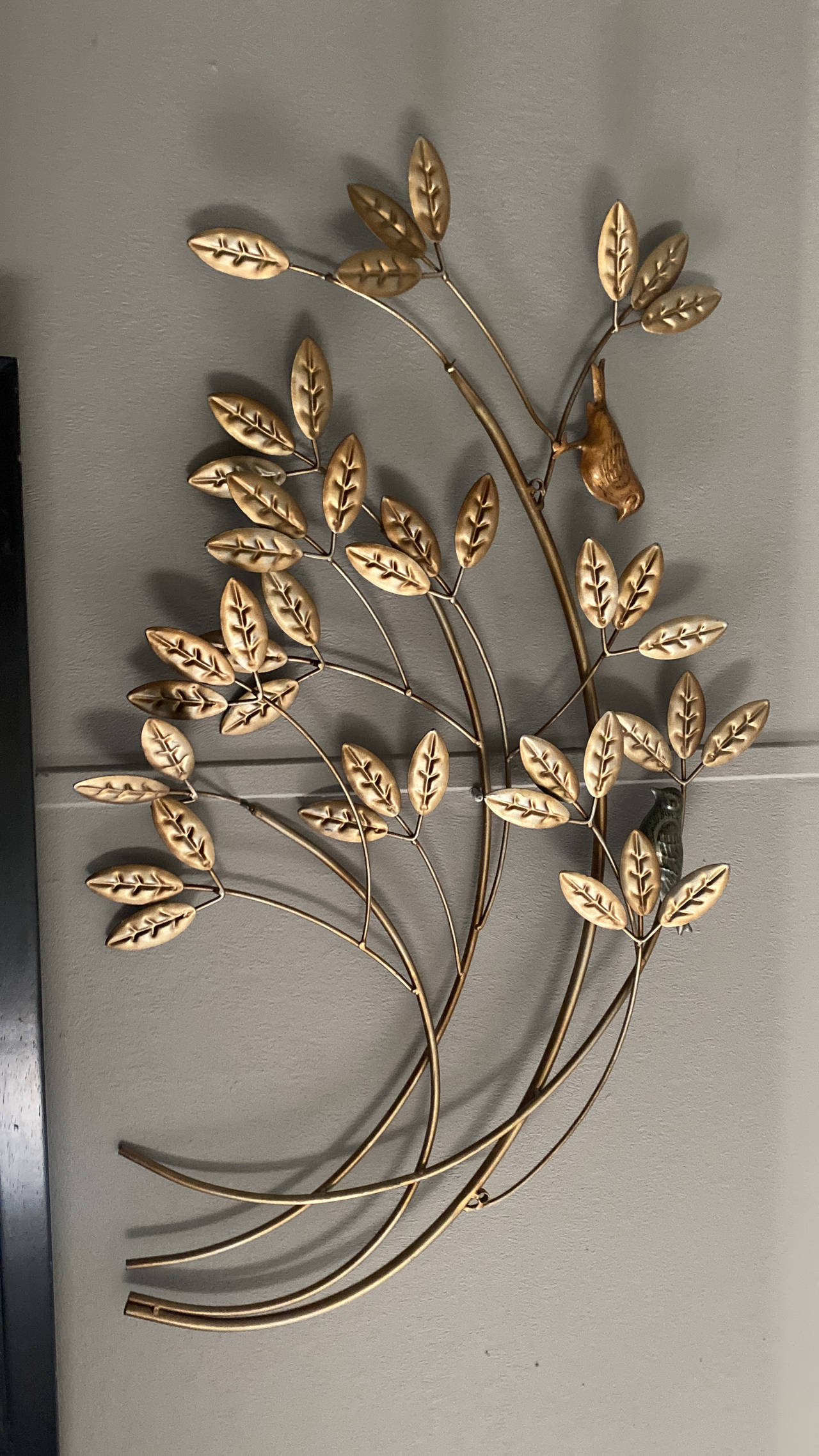 Gold Metal Branch and Bird Wall Art