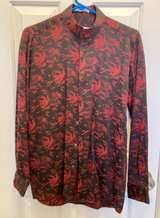 Men's Dragon Print Mandarin Collar Button Down Shirt - Image 1