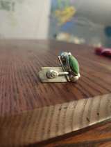 Vintage Sterling Silver Green Turquoise Screw Back Earrings - Image 2