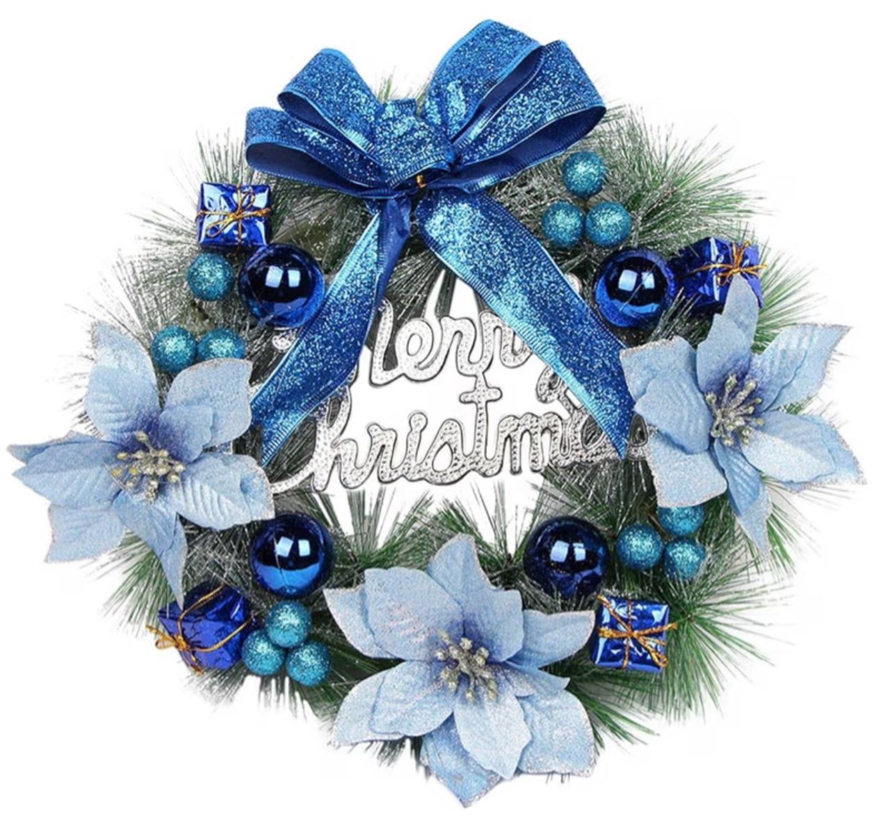 Christmas Wreaths for Front Door Artificial Wreath with Bow Pinecones Berries